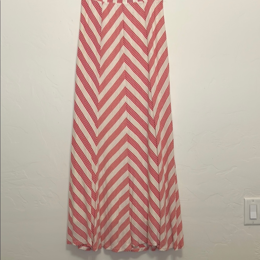 Ella Moss Red and Cream Chevron Maxi Skirt